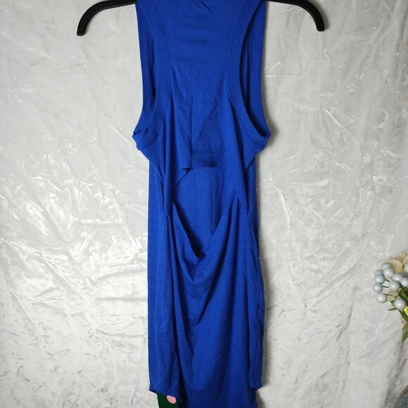 NWT HALARA Ribbed Knit Sleeveless racerback cutout curved hem mini dress. - Picture 5 of 6